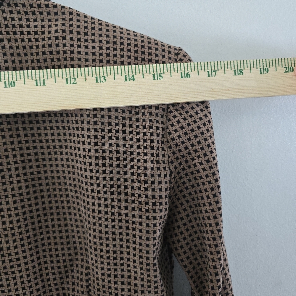 Vtg 90s Y2K Dawn Joy Houndstooth Brown Blazer Women's Sz 7/8 Velvet Office Siren - Picture 7 of 10